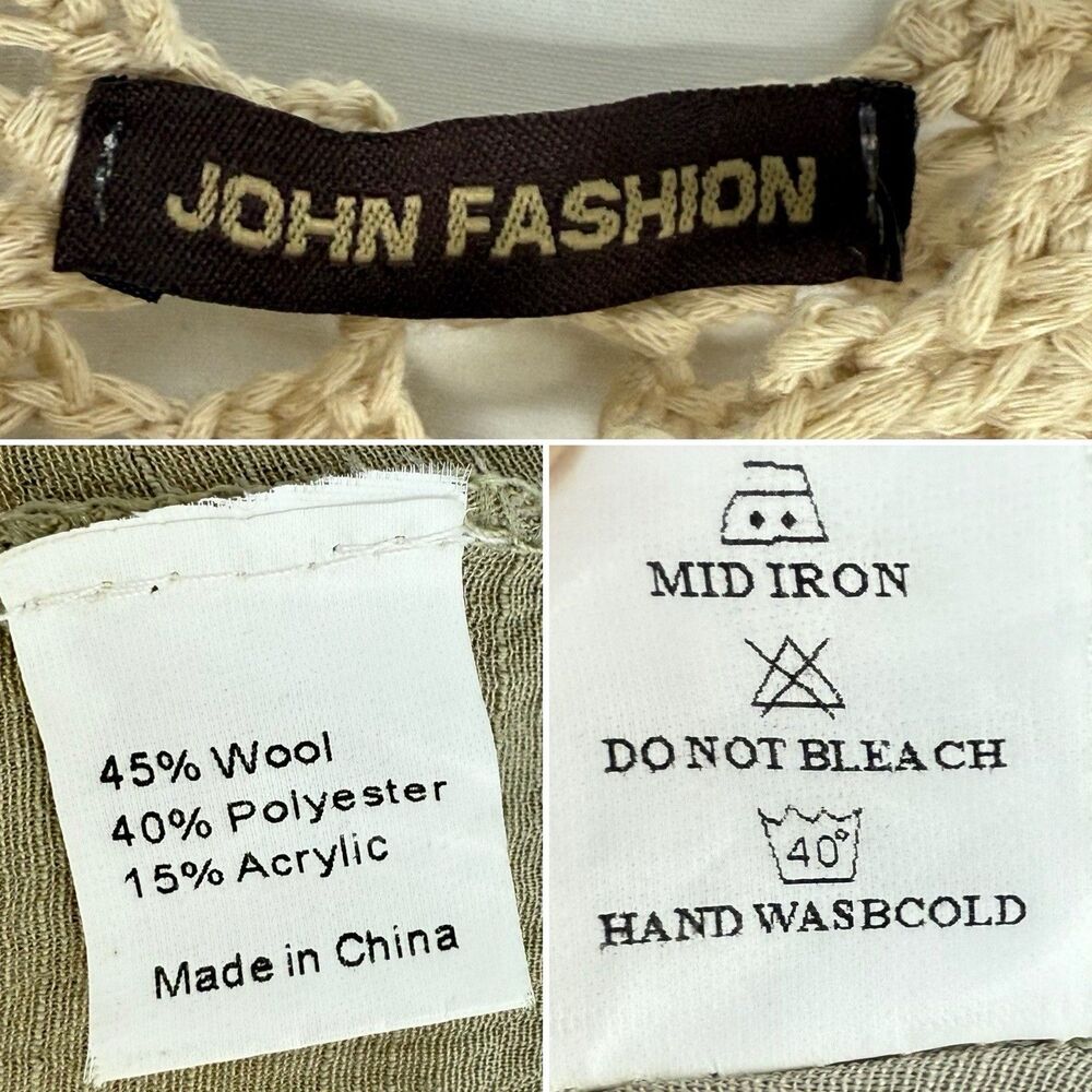 John Fashion Women’s Macrame Crochet Tunic Top Green XL Boho Festival Beachy - Picture 11 of 16